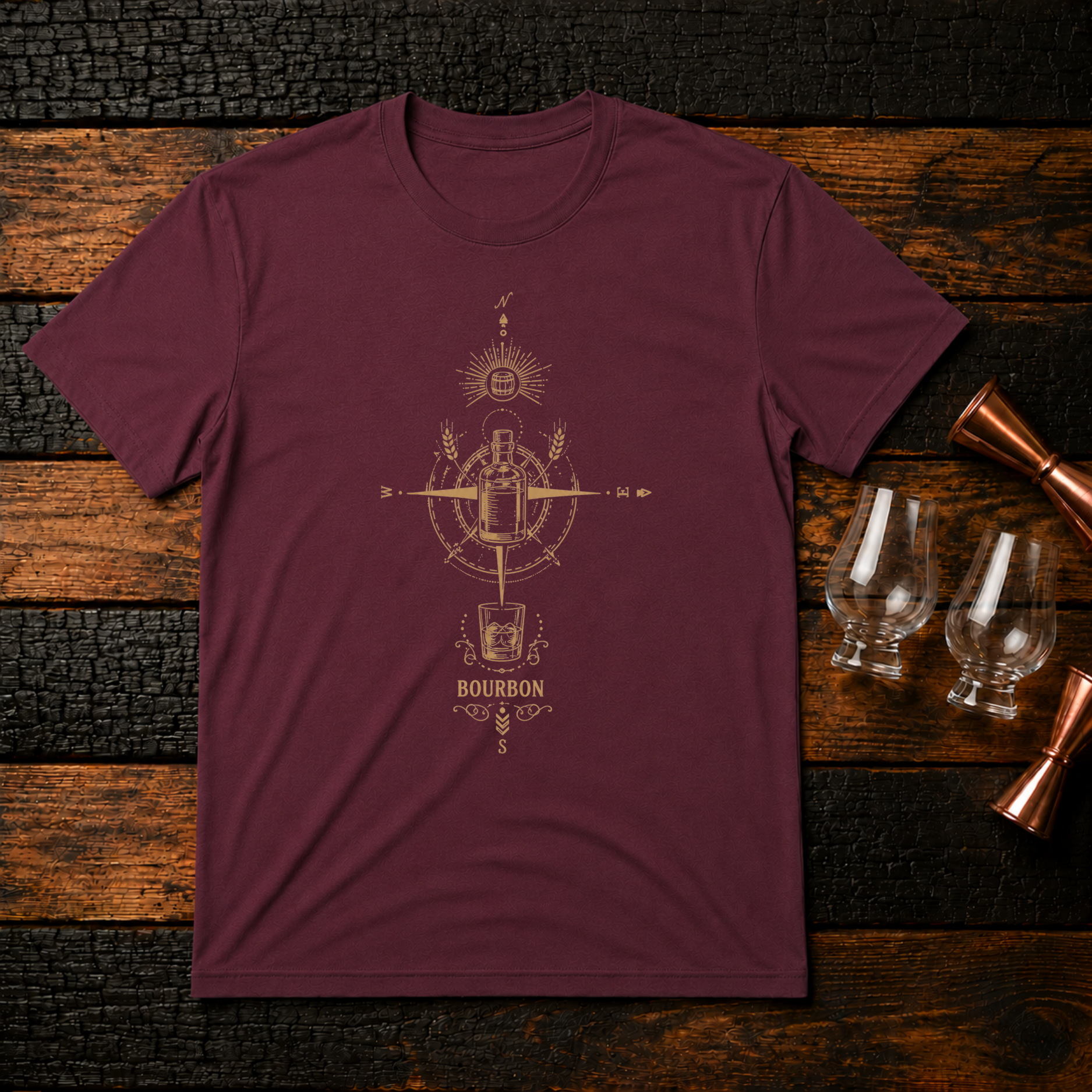 bourbon Compass Gold T-Shirt