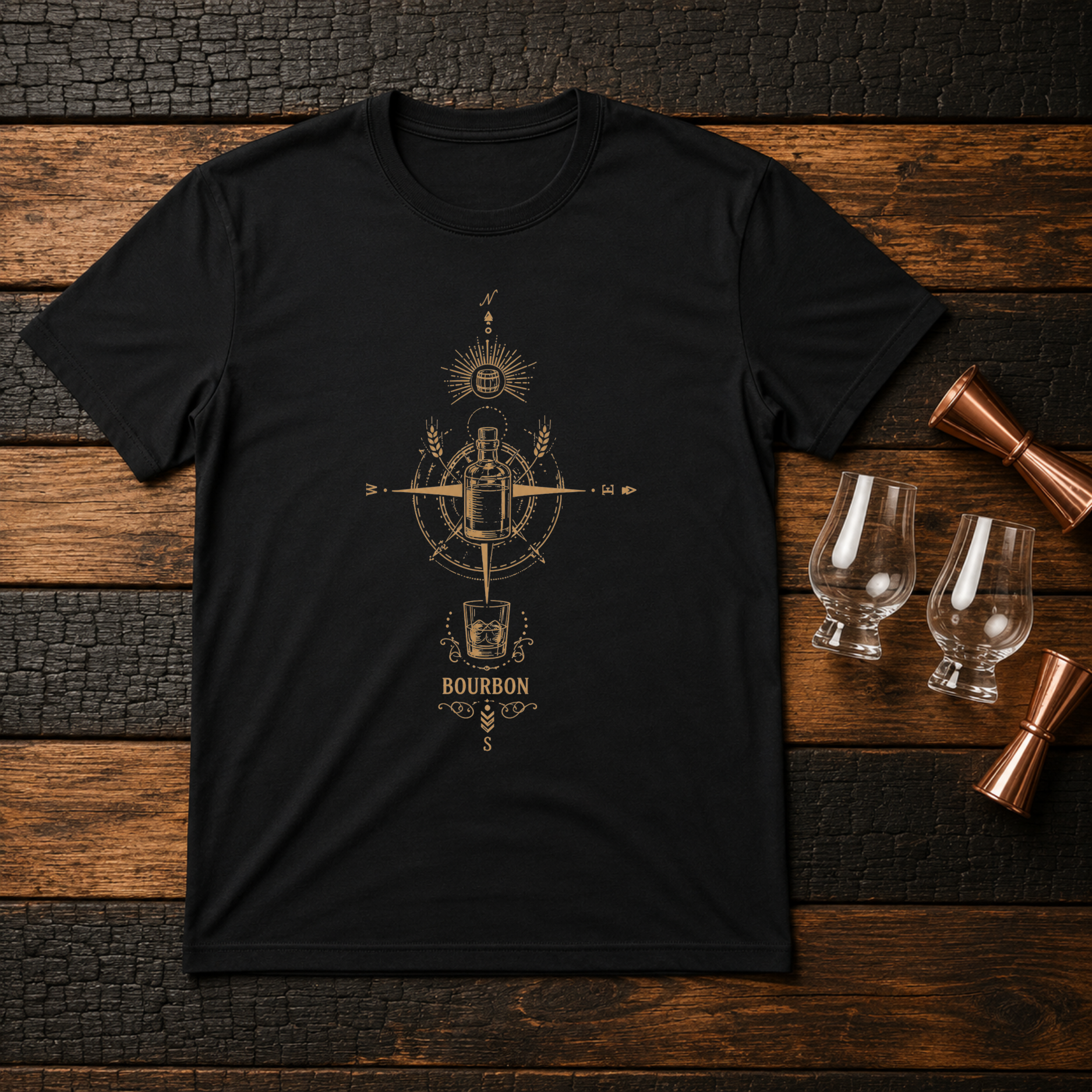 bourbon Compass Gold T-Shirt