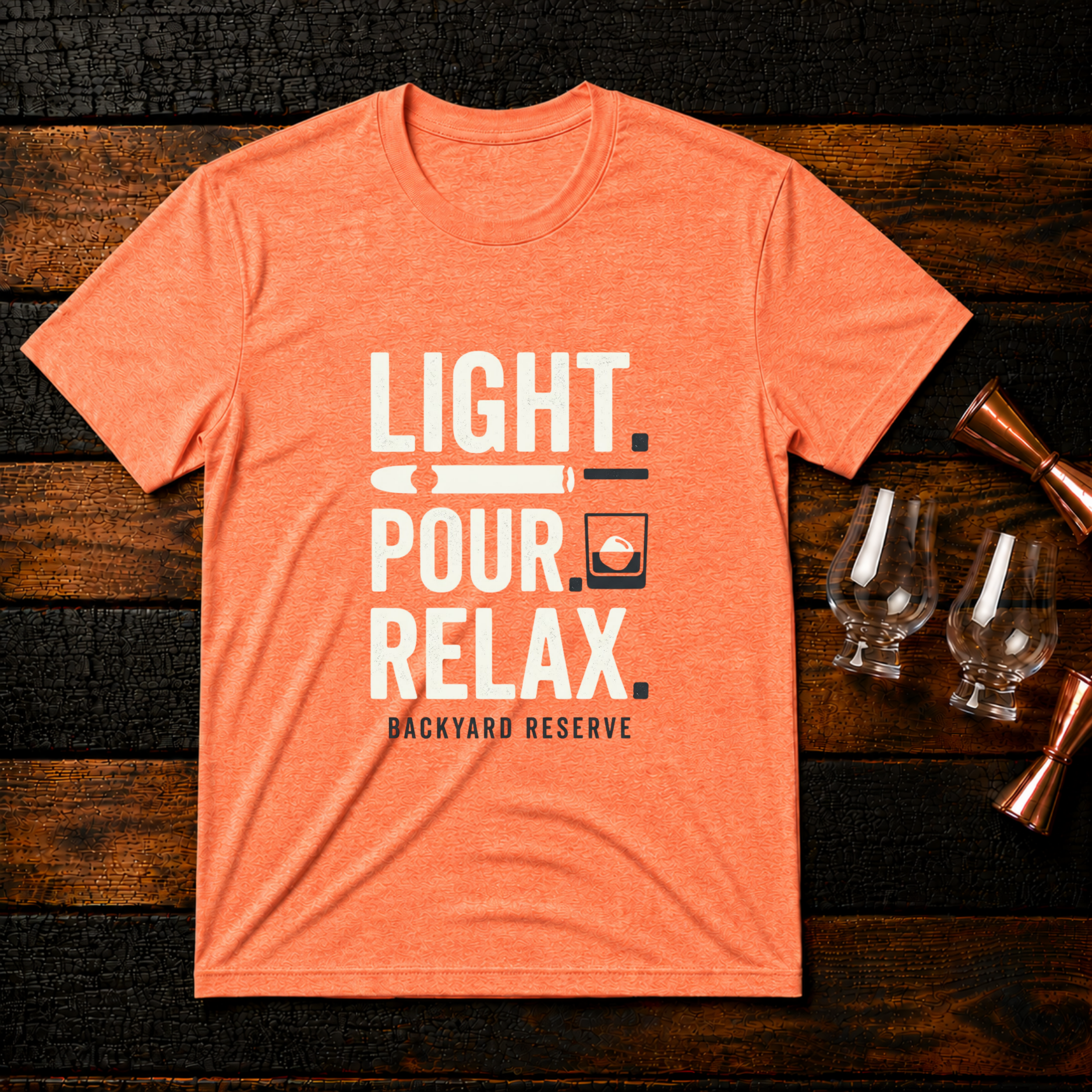 Light. Pour. Relax t-shirt