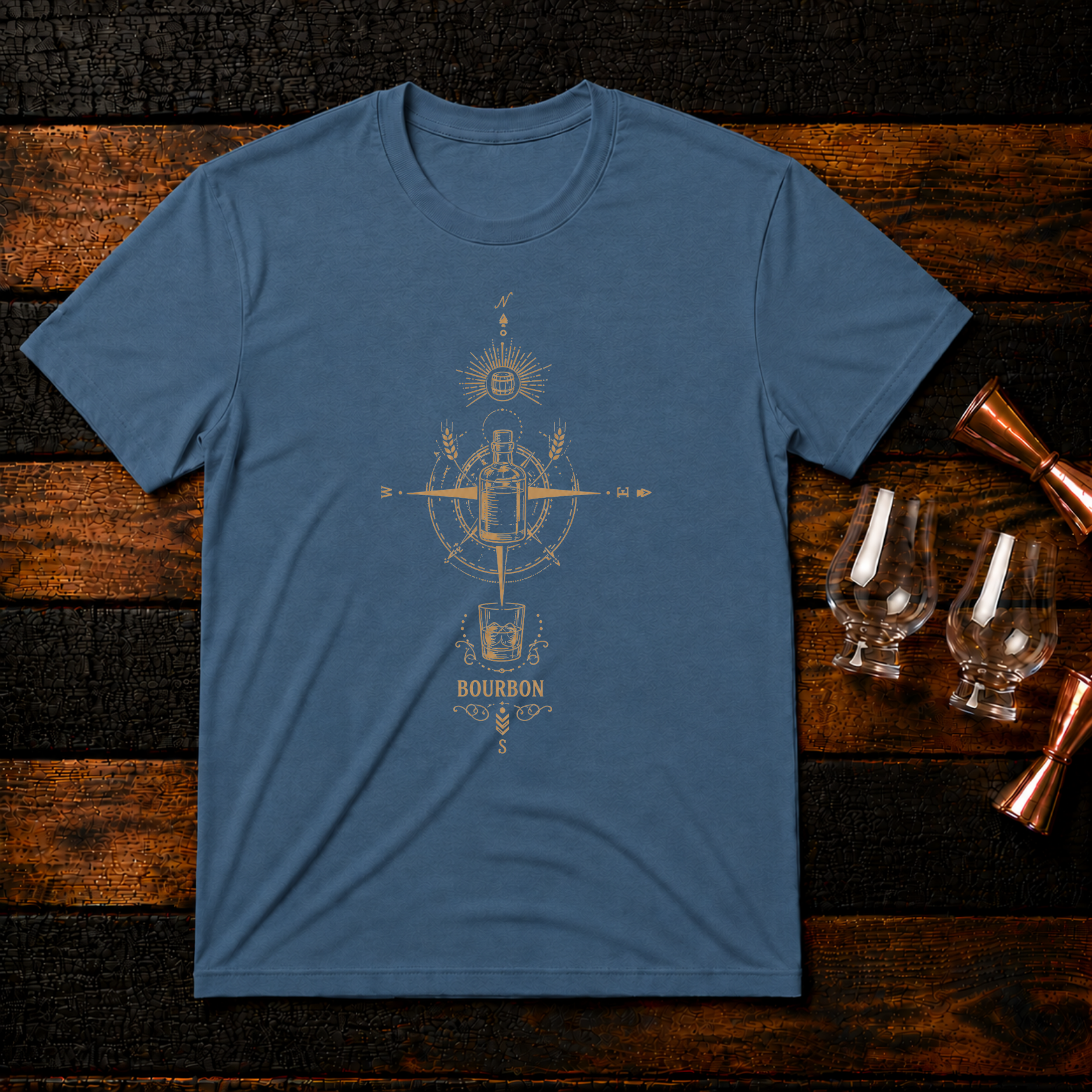 bourbon Compass Gold T-Shirt
