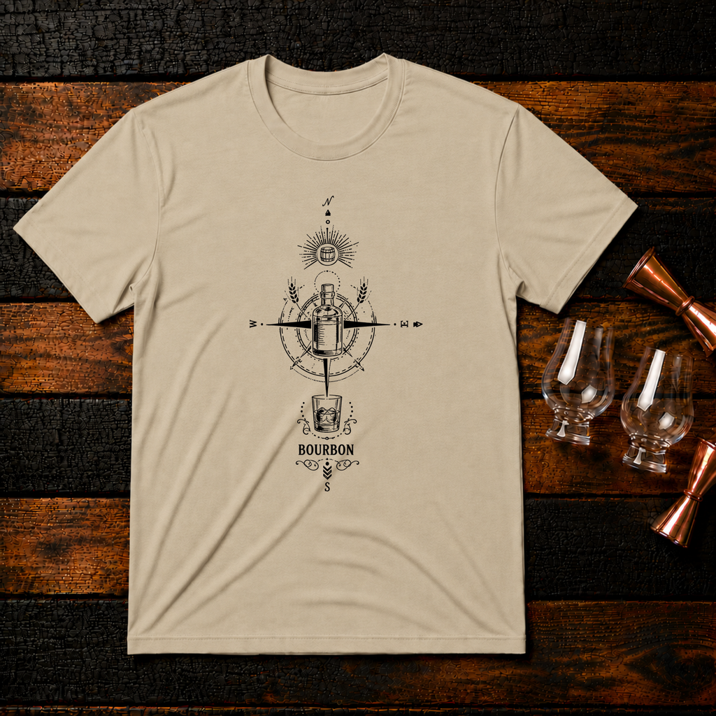 Bourbon Compass Black T-Shirt